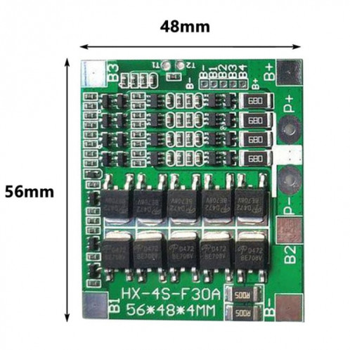 Plaque de protection de batterie au lithium 4 S 14,8 V/12,8 V 30 A avec égaliseur, panneau de protection de batterie au lithium fer phosphate (lithium 3,7 V) SH101A769-07