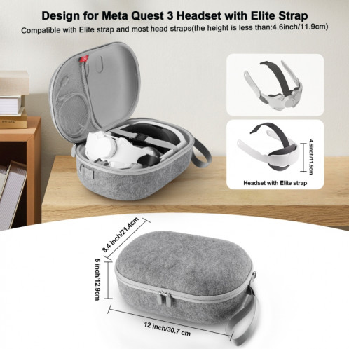 JYS-MQ018 pour Meta Quest 3 VR sac de rangement pour lunettes sac Portable Anti-chute et Anti-rayure (noir) SJ001A163-010