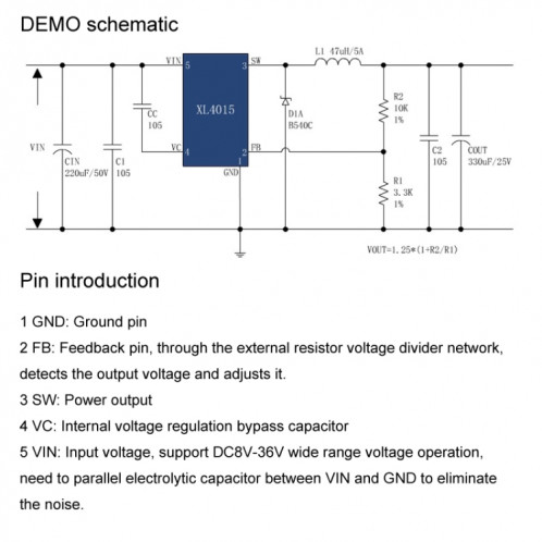 Module d'alimentation régulé XL4015E 5A 75W DC-DC, Module abaisseur réglable avec affichage de la tension SH3956653-04