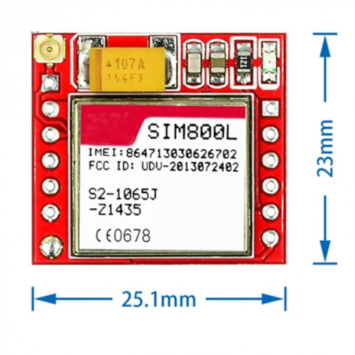 Carte adaptateur SIM800L GPRS, Module GSM, carte Micro SIM, carte centrale, Mod GSM (avec antenne) SH901B201-06