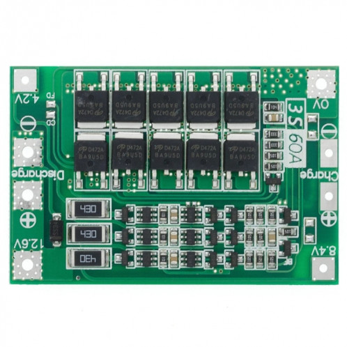 Carte de protection de chargeur de batterie Li-Ion 3S 11.1V 12.6V 60A 18650 (équilibrée) SH501A1530-04