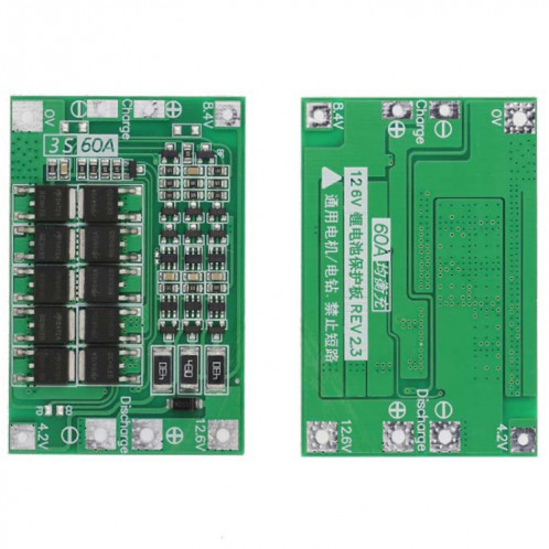 Carte de protection de chargeur de batterie Li-Ion 3S 11.1V 12.6V 60A 18650 (équilibrée) SH501A1530-04