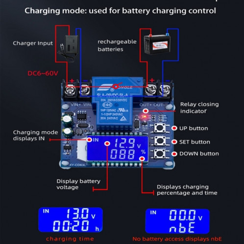 Module de commutateur d'arrêt automatique de protection contre le dépassement et la décharge excessive de la batterie SH40121537-06