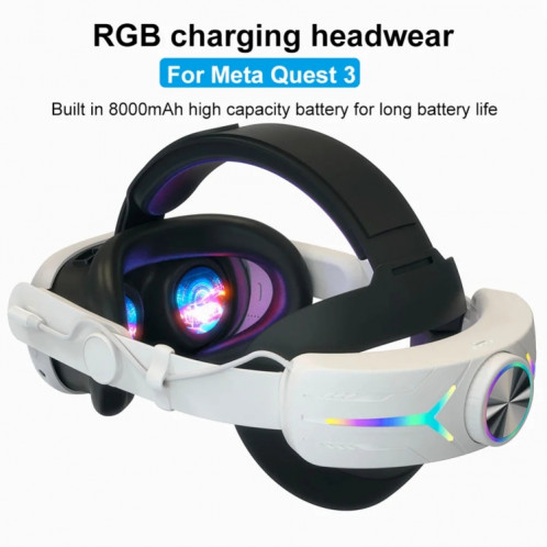 Pour Meta Quest 3 USB rechargeable RVB effet d'éclairage casque pliable réglable (noir) SH901C364-08