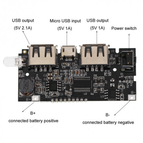 Module de chargeur de batterie double USB18650, Boost de puissance Mobile, batterie Li-Ion, affichage numérique, charge de la carte mère SH4172890-06