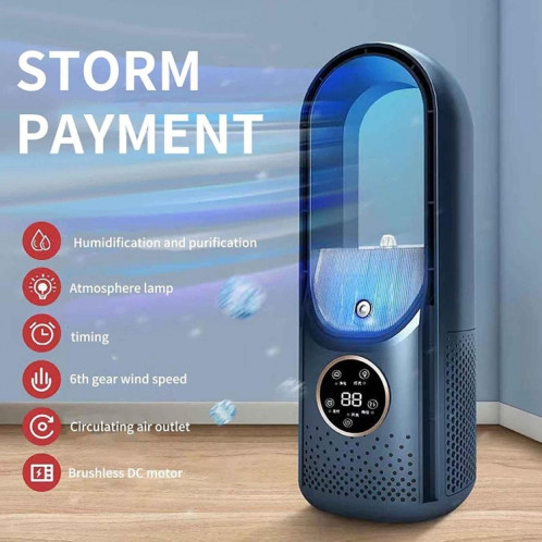 Ventilateur électrique d'humidification sans lame de bureau, six vitesses réglables avec fonction de synchronisation de la lumière LED (bleu) SH001B122-011