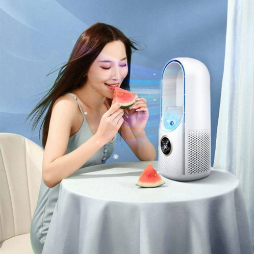 Ventilateur électrique d'humidification sans lame de bureau, six vitesses réglables avec fonction de synchronisation de la lumière LED (bleu) SH001B122-011