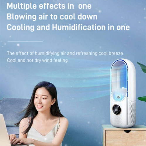 Ventilateur électrique d'humidification sans lame de bureau, six vitesses réglables avec fonction de synchronisation de la lumière LED (bleu) SH001B122-011