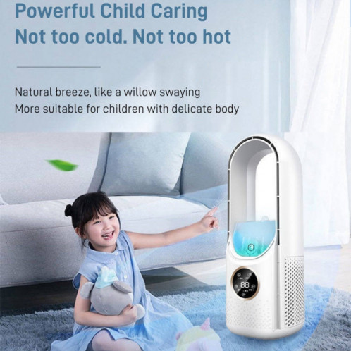 Ventilateur électrique d'humidification sans lame de bureau, six vitesses réglables avec fonction de synchronisation de la lumière LED (bleu) SH001B122-011