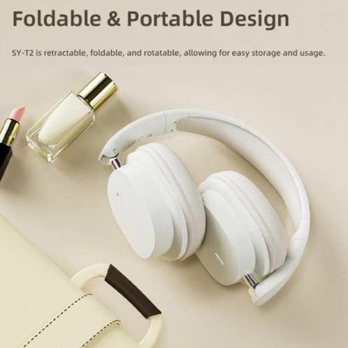 SOYTO SY-T2 Casque Bluetooth à réduction de bruit Casque de jeu sans fil (Blanc) SS901A411-016