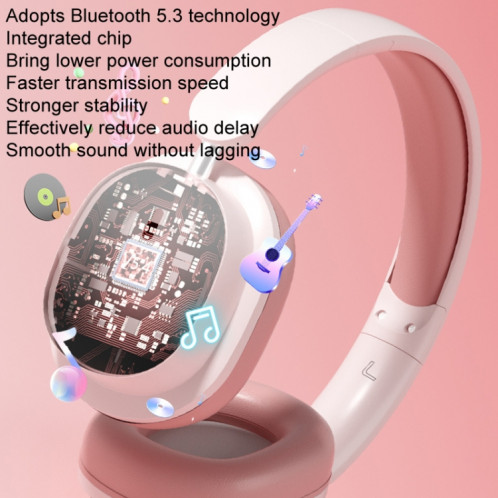 SOYTO SY-T2 Casque Bluetooth à réduction de bruit Casque de jeu sans fil (rose) SS901C865-016