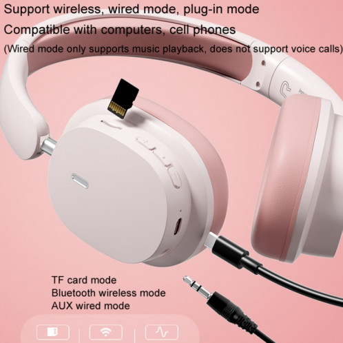 SOYTO SY-T2 Casque Bluetooth à réduction de bruit Casque de jeu sans fil (rose) SS901C865-016