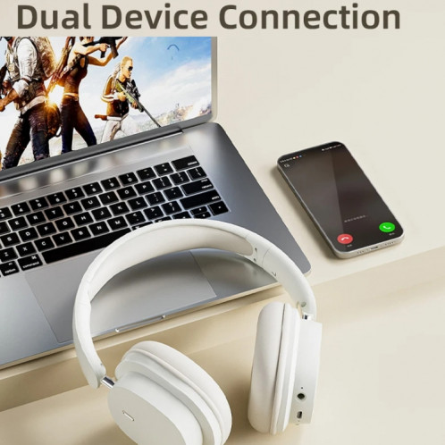 SOYTO SY-T2 Casque Bluetooth à réduction de bruit Casque de jeu sans fil (Blanc) SS901A411-016