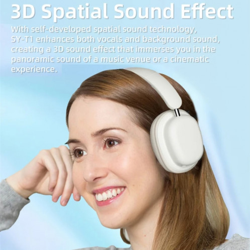 Casque sans fil SOYTO SY-T1 Casque de jeu Bluetooth avec microphone Plug Play (blanc) SS501A617-016