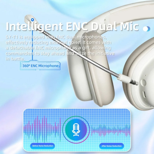 Casque sans fil SOYTO SY-T1 Casque de jeu Bluetooth avec microphone Plug Play (noir) SS501B1042-016