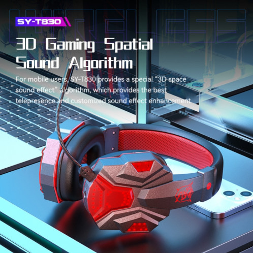 SOYTO SY-T830 casque de jeu d'ordinateur sans fil universel Bluetooth e-sports blé casque de téléphone portable (noir rouge) SS701B497-014