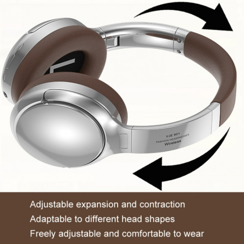 SOYTO VJE901 Casque Bluetooth rétro Bandeau en métal Casque de sport sans fil (marron argenté) SS401A1681-09