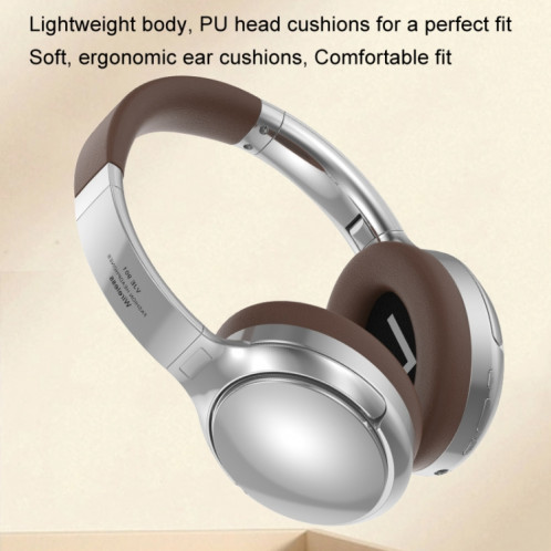 SOYTO VJE901 Casque Bluetooth rétro Bandeau en métal Casque de sport sans fil (marron argenté) SS401A1681-09