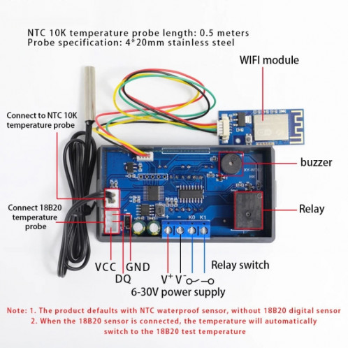 Module de commutateur de commande de thermostat à distance de téléphone portable sans fil WIFI, modèle : affichage à tube numérique SH9502558-04