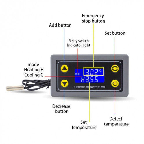 Module de commutateur de commande de thermostat à distance de téléphone portable sans fil WIFI, modèle : écran LCD SH9503691-07