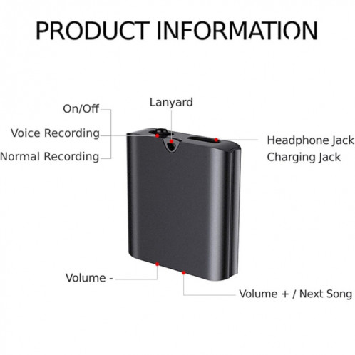 Enregistreur vocal magnétique à suppression de bruit Q63 HD Stylo d'enregistrement intelligent portable à activation vocale, capacité: 8 Go (noir) SH902A543-09