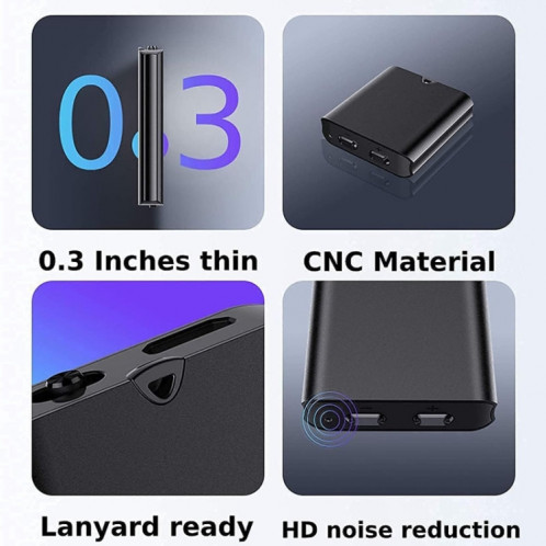 Enregistreur vocal magnétique à suppression de bruit Q63 HD Stylo d'enregistrement intelligent portable à activation vocale, capacité: 8 Go (noir) SH902A543-09