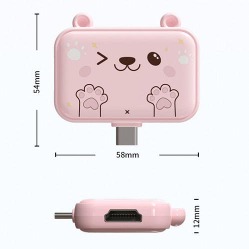 Station d'accueil 3 en 1 Type-C Hub USB pour Station d'accueil IPad/téléphone, Port : 3H HDMI+PD+USB3.0 rose SH8304733-014