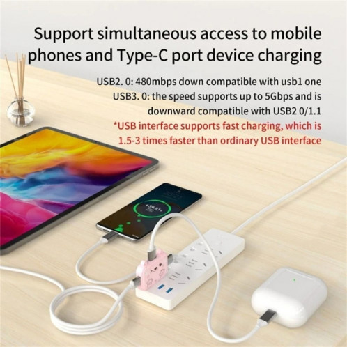 Station d'accueil 3 en 1 Type-C Hub USB pour Station d'accueil IPad/téléphone, Port : 3H HDMI+PD+USB3.0 rose SH8304733-014