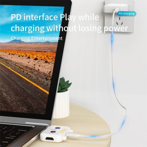 Station d'accueil 3 en 1 Type-C Hub USB pour Station d'accueil IPad/téléphone, Port : 3H HDMI+PD+USB3.0 rose SH8304733-014