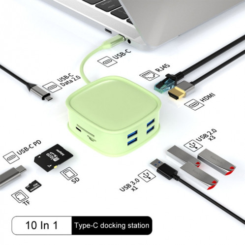 Station d'accueil BS10H 10 en 1 Type-C Hub USB multifonction Port Ethernet 100 Go (bleu) SH301C1347-013