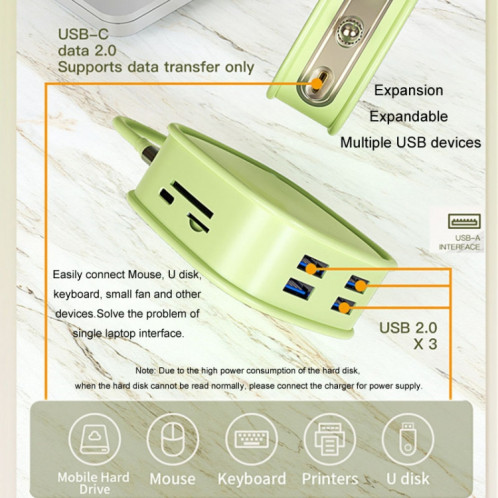 Station d'accueil BS10H 10 en 1 de type C, hub USB multifonction, port Ethernet 100 Go (vert) SH301A798-013