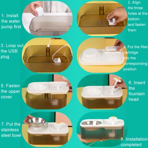 Machine à eau d'alimentation, mangeoire automatique pour chat et chien, chauffe-eau, bol d'alimentation intelligent pour animaux de compagnie (blanc) SH301A573-013