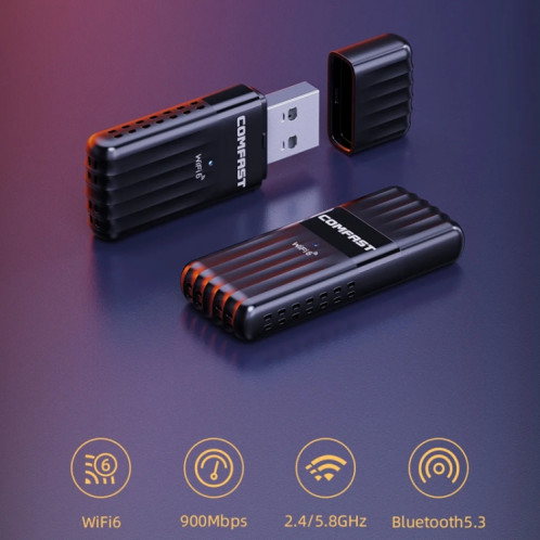 COMFAST CF-943AX WiFi6 USB Adaptateur AX900 Bluetooth 5.3 2.4G / 5.8G Carte réseau sans fil SC5087777-015