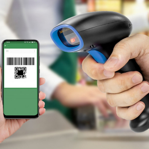 Dispositif de numérisation de codes à barres portatif d'entrepôt de scanner express de caissier de supermarché, modèle : lumière rouge sans fil SH14021313-010