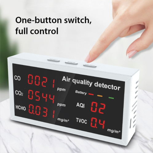 Moniteur d'air portable d'intérieur 5 en 1, détecteur de formaldéhyde TVOC (W17A gris clair) SH301B1185-08