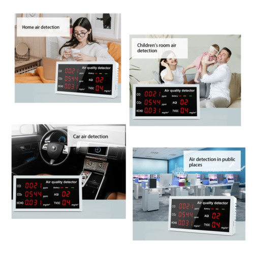 Moniteur d'air portable d'intérieur 5 en 1, détecteur de formaldéhyde TVOC (W17A gris clair) SH301B1185-08
