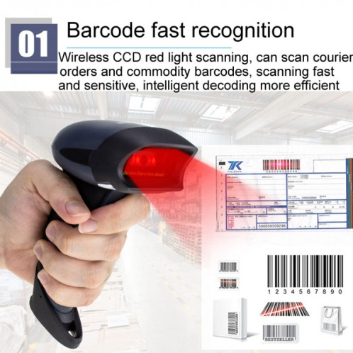 Machine de balayage mobile portative à lumière rouge, balayeuse de code unidimensionnelle à détection automatique NETUM, modèle: sans fil avec support SN35041286-010