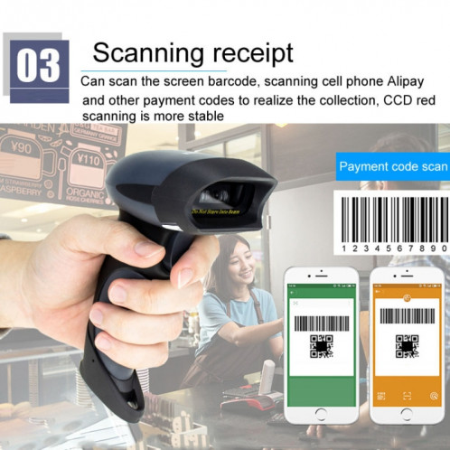 Machine de balayage mobile portative à lumière rouge, balayeuse de code unidimensionnelle à détection automatique NETUM, modèle: sans fil avec support SN35041286-010