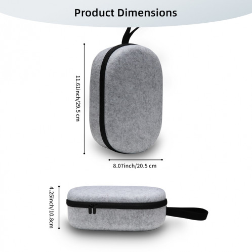 JYS-APP001 pour sac de rangement pour casque Apple Vision Pro sac portable anti-rayures pour lunettes VR, couleur: lin gris SJ82011159-07