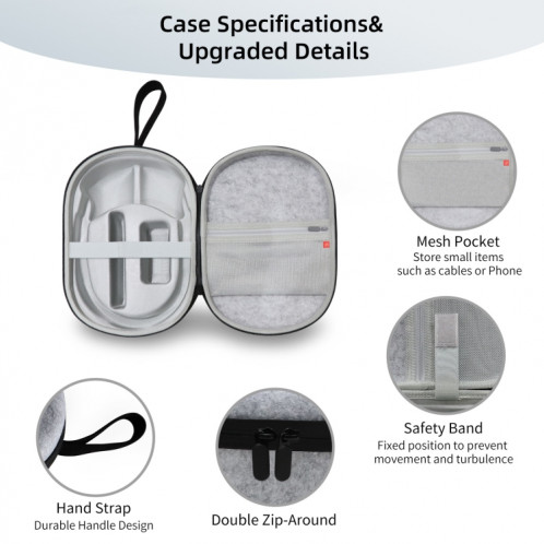 JYS-APP001 pour sac de rangement pour casque Apple Vision Pro sac portable anti-rayures pour lunettes VR, couleur: feutre gris SJ82021312-07
