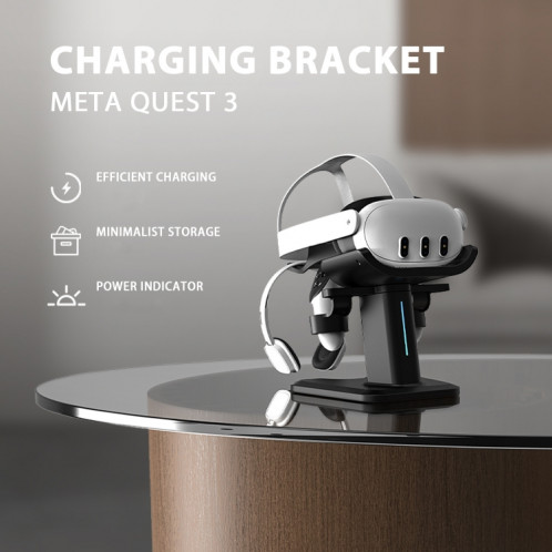 Pour Meta Quest 3/2/Pro support de stockage de charge avec lumières RVB (noir) SH001A149-09