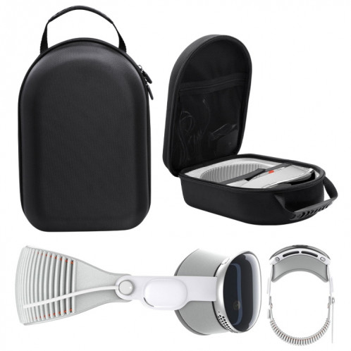 Pour Apple Vision Pro sac de rangement VR chapeaux EVA étui rigide Portable (motif en tissu noir) SH701A459-010