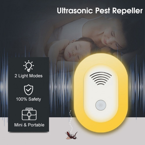 Répulsif anti-moustiques à ultrasons avec veilleuse réglable, mini répulsif électronique pour souris, spécification: (blanc) SH102A727-012