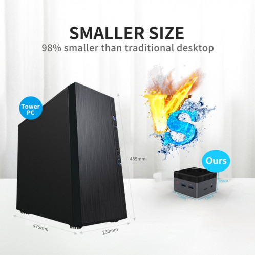 ZX01PLUS N100/DDR5 12ème AlderLake-N100 Dual 4K60Hz Mini PC de bureau et de maison, spécifications : 12 Go + 128 Go/prise britannique SH98061236-09
