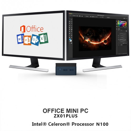 ZX01PLUS N100/DDR5 12ème AlderLake-N100 Dual 4K60Hz Mini PC de bureau et de maison, spécifications : 12 Go + 1 To/ SH98141254-09