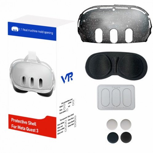 Pour Meta Quest 3 PC Coque de protection, style : coque unique (bleu transparent ordinaire) SH11171582-07