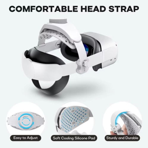 DEVASO VR Lunettes Rétractable Bandeau Réglable Accessoires Pour Meta Quest 3S / Meta Quest 3 / Meta Quest 2 / Meta Quest Pro / Pico 4 / Pico 4 Pro (Blanc) SH101A1204-09