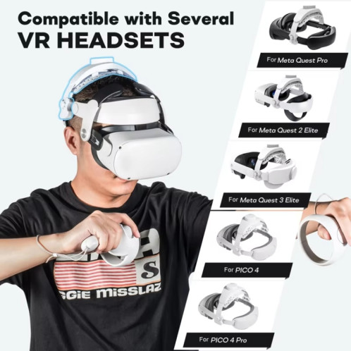 DEVASO VR Lunettes Rétractable Bandeau Réglable Accessoires Pour Meta Quest 3S / Meta Quest 3 / Meta Quest 2 / Meta Quest Pro / Pico 4 / Pico 4 Pro (Noir) SH101B1153-09
