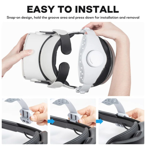 DEVASO VR Lunettes Rétractable Bandeau Réglable Accessoires Pour Meta Quest 3S / Meta Quest 3 / Meta Quest 2 / Meta Quest Pro / Pico 4 / Pico 4 Pro (Blanc) SH101A1204-09