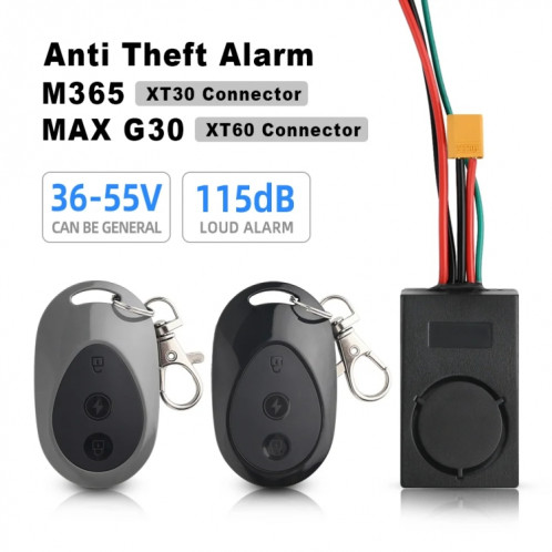 Détecteur d'alarme antivol pour Scooter électrique Ninebot Max G30, 36-55V + 2 télécommandes SH7102150-09